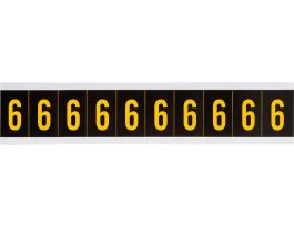 Outdoor Vinyl 1 in Yellow on Black Numbers 6 Card of 10 Labels