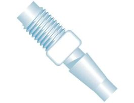 Adapter Fitting, Natural ETFE, 0.10" Bore, 3/16" Hose Barb x 5/16-24 Flat Bottom; 1/EA