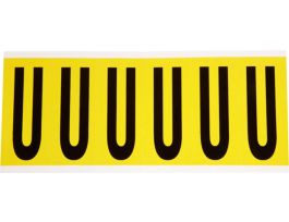 Repositionable Vinyl 3 in Black on Yellow, Letters U Card of 6 Labels
