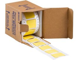 PermaSleeve Heat Shrink Wire and Cable Labels 1" Dia for 3" Core Printers - 2" Yellow Double-Sided