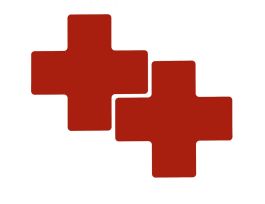 ToughStripe® Floor Marking Tape Cross-Shaped Center Marks -  Polyester, Solid Color, Red, 3" x 8"