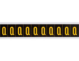 Outdoor Vinyl 1 in Yellow on Black Letters Q Card of 10 Labels