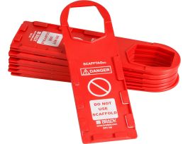 SCAFFTAG Tag Holder, DANGER DO NOT USE SCAFFOLD, 11.75" H x 3.5" W, White on Red