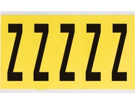 Repositionable Vinyl 4 in Black on Yellow, Letters Z Card of 5 Labels