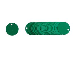 Blank Valve Tags, 1-1/2" Dia, Aluminum, Green