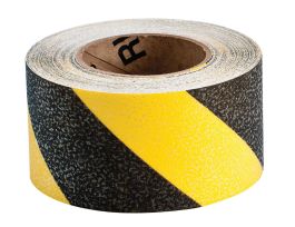 Hazard Marking Anti-Skid Tape Roll - Anti-Skid  Vinyl, Diagonal Stripes, Black on Yellow, 3" x 54'