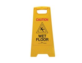 CAUTION Wet Floor Heavy Duty Floor Stands, 24.5" H, Black/Red on Yellow