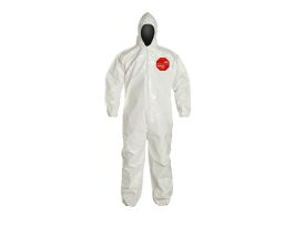 Tychem® 4000 Coverall, Hood, Elastic Wrists and Ankles, Storm Flap, Bound Seams, 12/CS, White