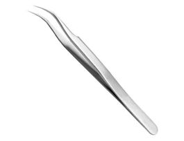 Stainless Steel Tweezers w/ Fine, Curved Tips; 115 mm L