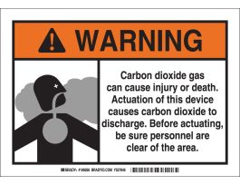 WARNING Carbon Dioxide Gas Can Cause Injury Or Death... Sign, 7" H x 10" W x 0.006" D, Polyester