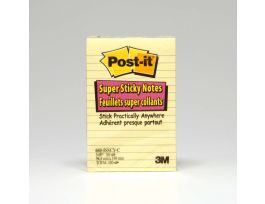Post-it® Super Sticky Notes 660-5SSCY, 4 in x 6 in (10.16 cm x 15.24 cm) Canary Yellow, lined, 5 pack, 90 sheet pads