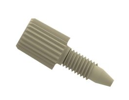 Tubing End Fitting, 1/16" OD flared tubing, 10-32 UNF(M), Conical Bottom, natural PEEK; 10/pk