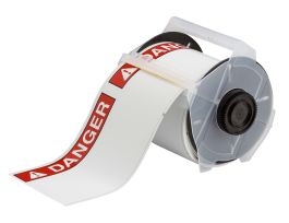 GlobalMark ToughWash Labels 4 in H x 6 in W Red on White 100/RL