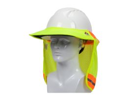 EZ-Cool Hard Hat Visor, FR Treated Elastic Back, Refl Tape, Hi Vis Ylw