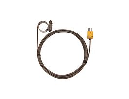 Type-K Hose Clamp Probe 0.44 -1.00 OD Mini-Connector, Grounded 10ft SS Braid Cable