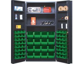 CABINET W/64 GREEN BINS STEEL 36X24X72IN