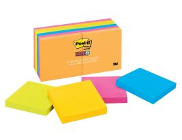 Post-it® Super Sticky Notes 654-12SSUC, 3 in x 3 in (76 mm x 76 mm), Energy Boost Collection