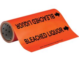 Bleached Liquor Pipe Marker, 30' H x 12" W, Roll of 30', Fits Pipes, 2.5" Dia. Thru 6" Dia.