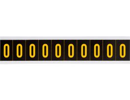 Outdoor Vinyl 1 in Yellow on Black Numbers 0 Card of 10 Labels