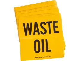 B7569 6" x 6" Black on Yellow, WASTE OIL, Label Pack of 100 Labels