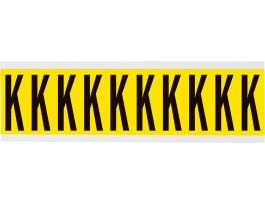 Repositionable Vinyl 2 in Black on Yellow, Letters K Card of 10 Labels