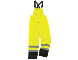 8918BK Lime Class E Black Bottom Rain Bibs