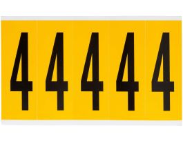 Outdoor Vinyl 3.875 in Black on Yellow Numbers 4 Card of 5 Labels