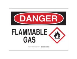 DANGER Flammable Gas w/Pictogram Sign, 7" H x 10" W x 0.06" D, Polystyrene