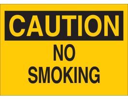 CAUTION No Smoking Sign, 10" H x 14" W x 0.006" D, Polyester