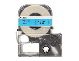 26' Cassette of 12mm Lab Tape, Blue w/ White Print