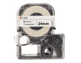 26' Cassette of 24mm Lab Tape, Clear w/ Black Print