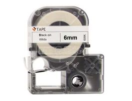 26' Cassette of 6mm Lab Tape, White w/ Black Print