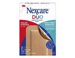 Nexcare™ Duo Adhesive Gauze Pads DSA34-4, 3 in x 4 in (76 mm x 101 mm), 4/pk