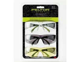 Peltor™ Sport SecureFit™ Safety Eyewear, SF400-P3PK-6, 3 Pack: Clear + Amber + Gray Lenses, AF, 6pk/cs