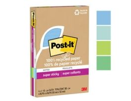 Post-it® Super Sticky Recycled Notes 4621R-4SST, 4 in x 6 in (101 mm x 152 mm)