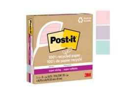 Post-it® Super Sticky Recycled Notes 675R-3SSNRP, 4 in x 4 in (101 mm x 101 mm)