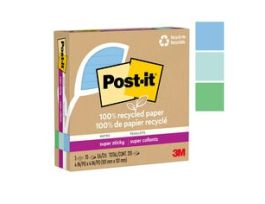 Post-it® Super Sticky Recycled Notes 675R-3SST, 4 in x 4 in (101 mm x 101 mm)