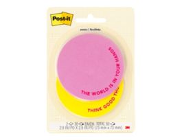 Post-it® Circle Die Cut Notes W25-CS-1, Pink-Yellow, 2.9 in x 2.9in (73mmx73mm), two pads, 60 total sheets