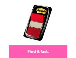 Post-it® Flags 680-RD12, 1 in. x 1.7 in. (25.4 mm x 43.2 mm) Red 12 flags/pk