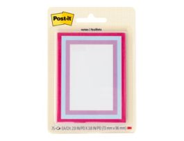 Post-it® Mini List Notes W25-34-1, Pink-Blue-Purple, 2.9 x 3.8 (73 mm x 96 mm), 75 sheet