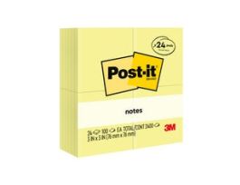 Post-it® Notes 654-24VAD, 3 in x 3 in (76 mm x 76 mm) Canary Yellow
