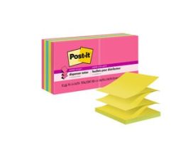 Post-it® Super Sticky Dispenser Pop-up Notes R330-10SSPGO, 3 in x 3 in (76 mm x 76 mm), Assorted Colors