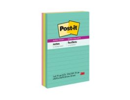 Post-it® Super Sticky Notes 4645-3SSAN, 4 in x 6 in (101 mm x 152 mm), Supernova Neons Collection, Lined, 3 Pads/Pack