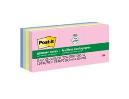 Post-it® Greener Notes 653-RP-A, 1 3/8 in x 1 7/8 in (34.9 mm x 47.6 mm), Helsinki colors