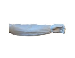 1.25 MIL WHITE POLYETHYLENE SLEEVE, ELASTIC AT BOTH ENDS, 18" LENGTH