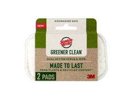 Scotch-Brite® Greener Clean™ Dual Action Scrub & Wipe 92773-2-SW, 4.7 in x 2.8 in x 0.7 in (119 mm x 71 mm x 17 mm), 6/2