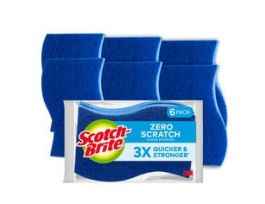 Scotch-Brite® Zero Scratch Scrub Sponge 526-6, 4.4 in x 2.6 in x 0.7 in (111 mm x 66 mm x 17 mm), 6/6