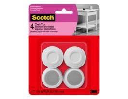 Scotch™ Chair Tips SP606-NA, White Rubber 1-1/8-In 4/Pk