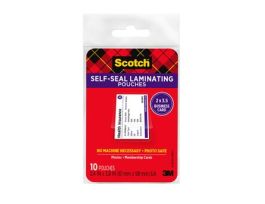 LS851-10G-SR Scotch™ Self-Sealing Laminating Pouches 2.4 in x 3.8 in (61 mm x 98 mm)
