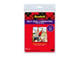 PL905-SR Scotch ™ Self-Sealing Laminating Pouches, 5.3 in x 7.3 in (136 mm x 187 mm) Gloss Finish 5 x 7